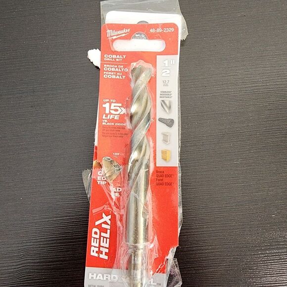 Milwaukee Cobalt Drill Bit Red Helix‎ Hard Metal 48-89-2329 1/2" open PACKAGE - Picture 1 of 3